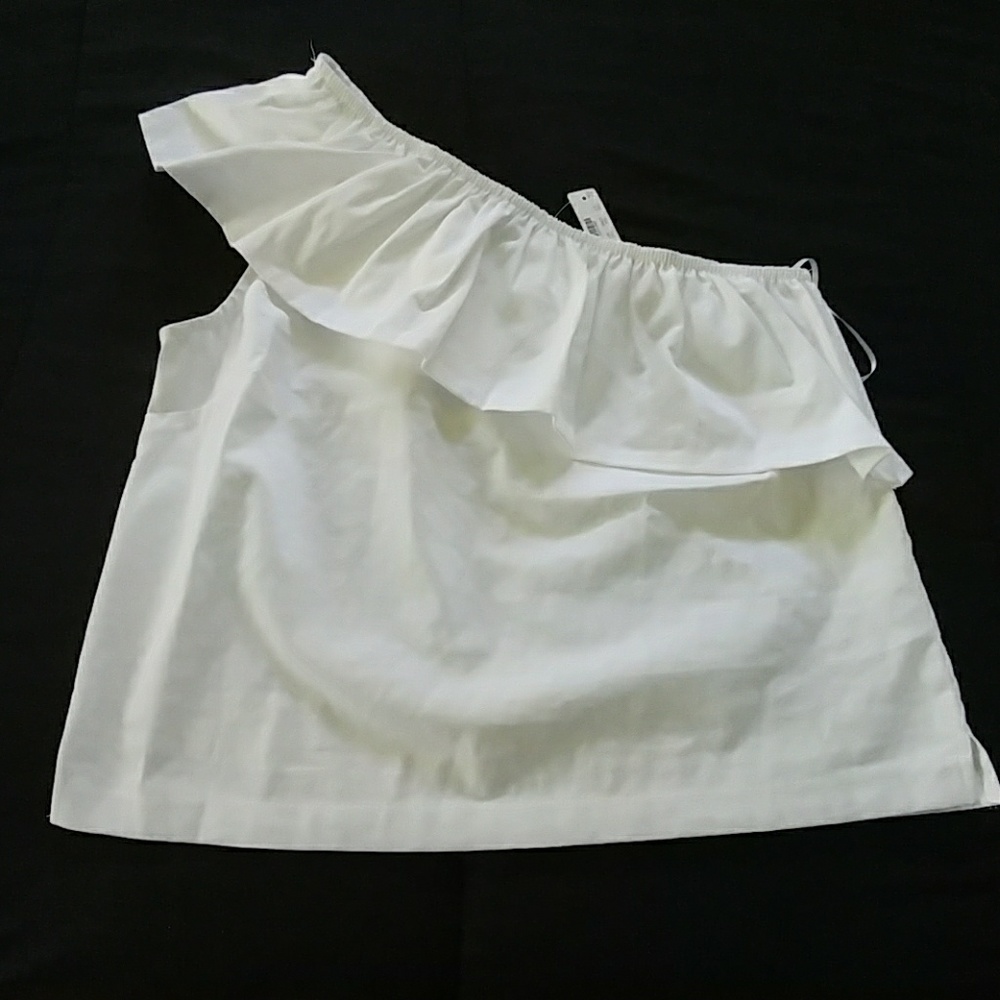 One Shoulder White Blouse
